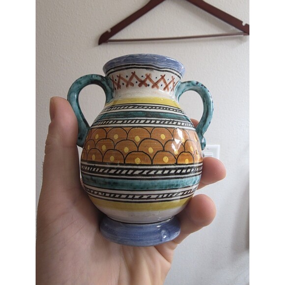 Deruta Artistic Ceramic Pitcher Handmade In Italy Signed Vintage - Picture 1 of 3